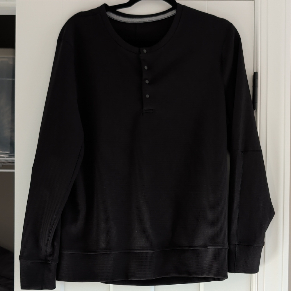 Lululemon Men's Black Long Sleeve Henley Shirt